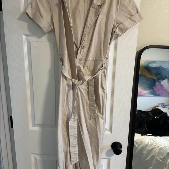 Women's Cream Jumpsuit - Picture 2 of 3